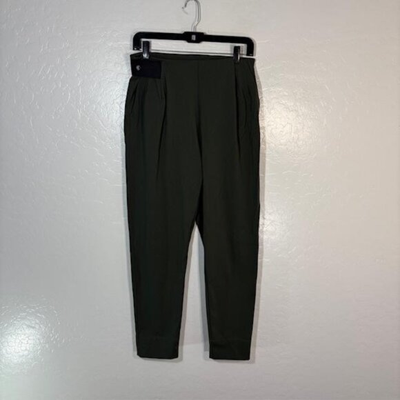 ADAY Pants Womens Medium Green Turn It Up Tapered Pleated Ankle Work Travel - Picture 1 of 8